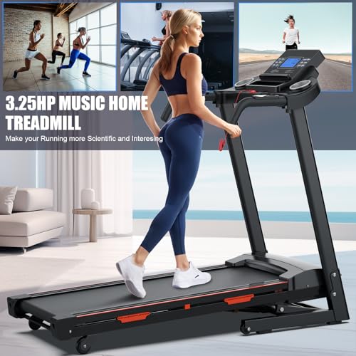Folding Treadmill with 15% Auto Incline, 3.5HP Quiet Motor, 400 LB Capacity – 8.5MPH Smart Running Machine w/App, Bluetooth Speaker, Shock Absorption for Home/Office Use Small Space Foldable - Image 3