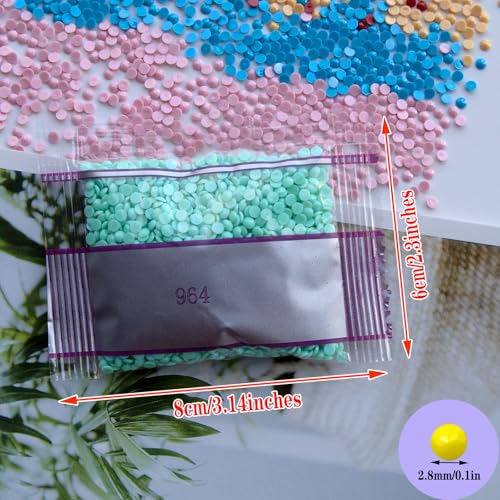 5000 Pieces Single Color Diamond Art Painting Beads,Color Code 964 Flat Bottom Round Rhinestones for Gem Painting Replacement, Round Drills for 5D Diamond Art DIY Craft