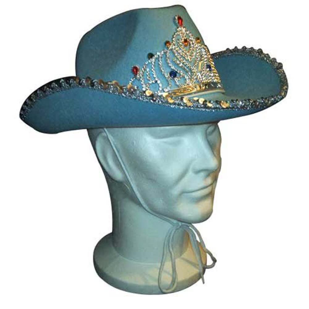 Loftus International Rodeo Queen Sequins & Tiara Cowgirl Hat Blue One Size Novelty Item