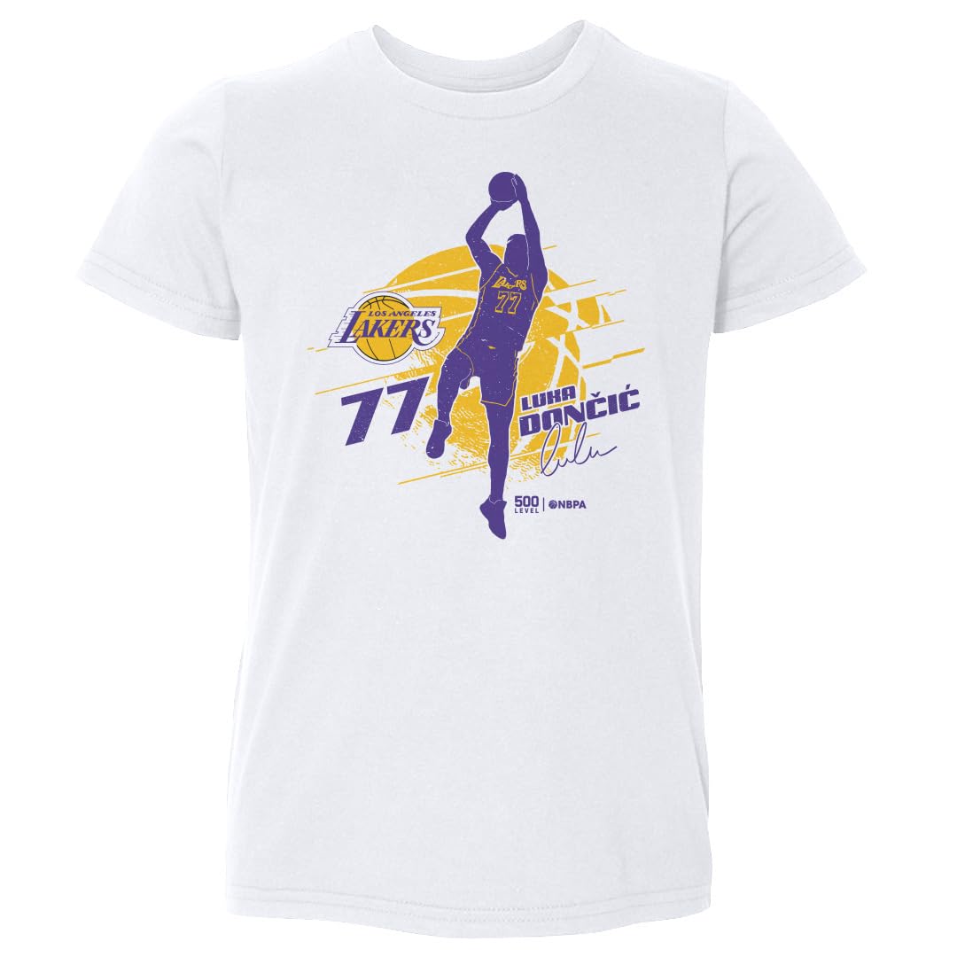 500 LEVEL Luka Doncic Los Angeles Lakers Toddler Shirt - Luka Doncic Los Angeles Lakers Silhouette (White, 4T)