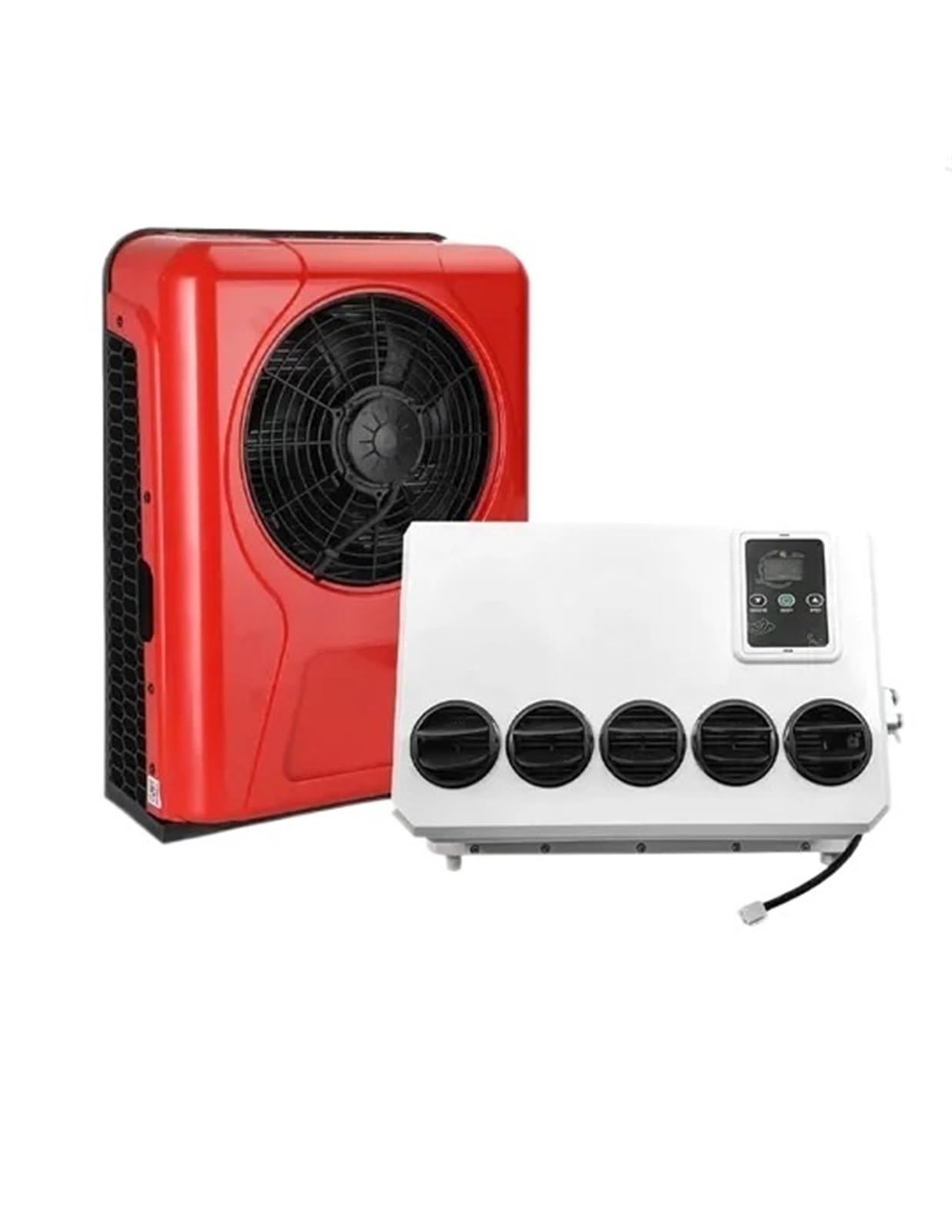 Unità di condizionamento d'aria, 12V 24V Universale Elettrico Parcheggio Aria Condizionata Condizionatore Split Sistema di Raffreddamento Per Tronco Escavatori Mietitrice,per casa e camper(Red 24V)