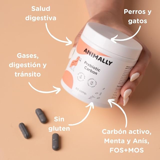 Foto 4 de 5 de Animally Prebiotic Carbon 60 Comprimidos. Salud digestiva. Prebióticos para Perros y Gatos