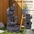 27 Inch 5-Tier Cascading Rock Water Fountain with LED Lights, Resin Imitation Stone Outdoor Waterfall Fountain for Garden Patio Yard Deck
