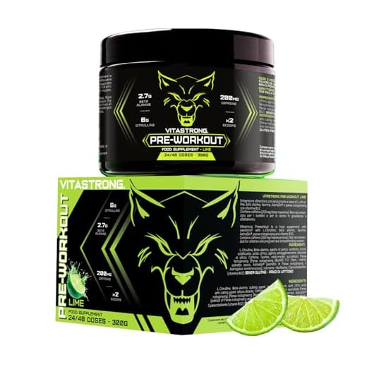 Pre Workout Booster 300g, Vegan Preworkout mit Vitamin B12, Citrullin, Beta-Alanin, Koffein, Taurin Pulver, AstraGin, Vitastrong Pre Workout (24 Portionen (1er-Packung), Lime)