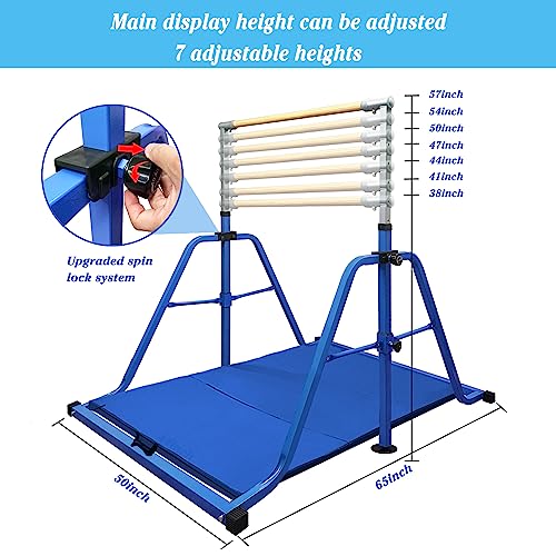 Bybag Foldable & Movable Gymnastics Kip Bar,Horizontal Bar For Kids Girls Junior,No Wobble Gym Equipment For Home Indoor,3' To 5' Adjustable Height,Gymnasts 1-4 Levels,300 Lbs Weight Capacity thumb #2