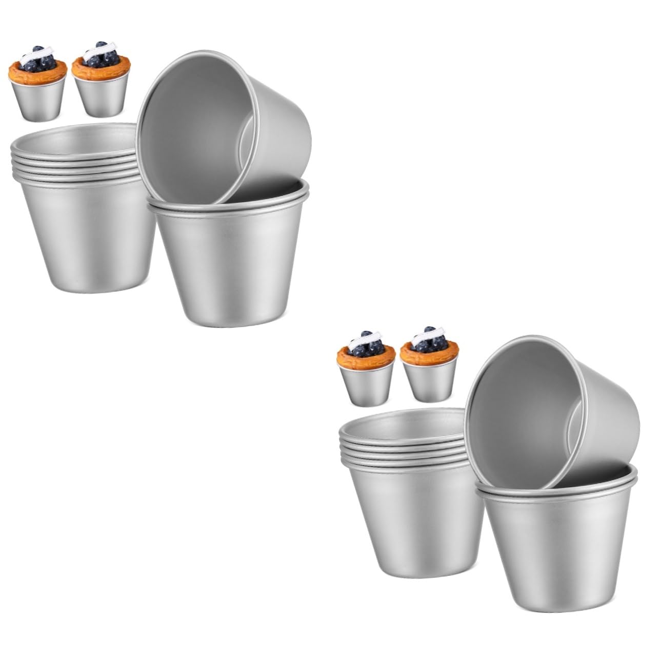 Juego De 2 Moldes Reutilizables Para Muffins Y De Aleación De Aluminio Resistente Compactos Y Versátiles Para Postres (8 Unidades).