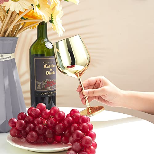 Set Of 6 18 Oz Stemmed Stainless Steel Wine Glass Unbreakable Gold Wine Glasses Gold Drinking Glasses Gold Wine Goblet Metallic Goblets For Outdoor Events Party Beach Pool Travel Wedding Anniversary #TOP3