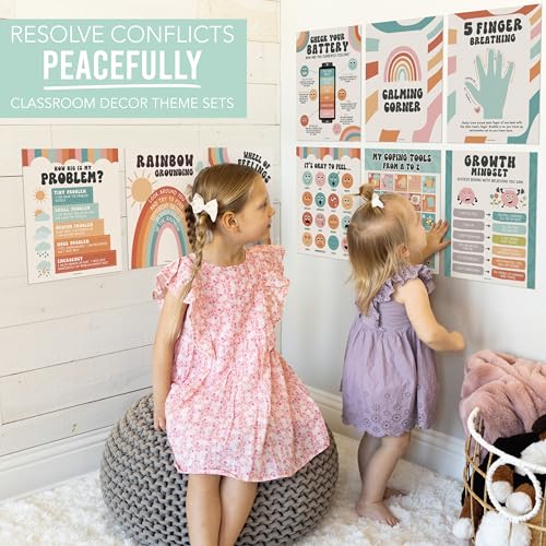 Hadley Designs 9 Calming Corner Posters For Classroom Must Haves For Teachers -11x14 Calm Down Corner Supplies, Feelings Chart For Kids Ages 4-8, Feelings Wheel Poster, Retro Classroom Decor - Image 7