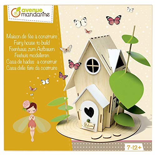 Avenue Mandarine - Coffret Créatif Maison Des Fées À Construire - Dès 7 Ans - Kit D'Activités Manuelles Créatives, Collage Et Peinture - Maison À Assembler 25X22X28Cm - Décor Féérique - Co174C