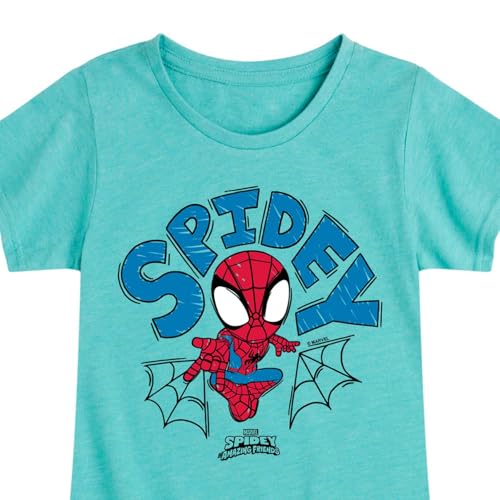 Marvel Spider-Man and His Amazing Friends - Doodle Spidey - Toddler and Youth Girls Fitted Short Sleeve Tee3