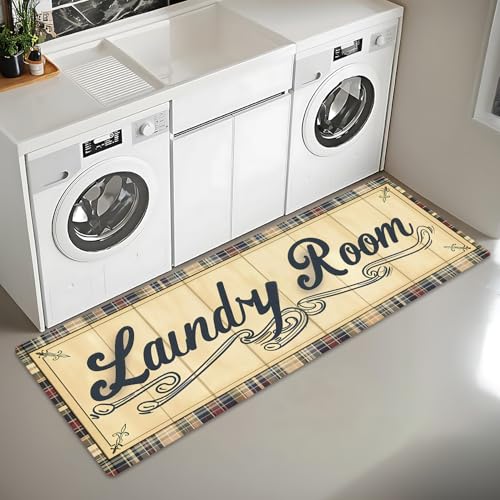 THISFIND ﻿Laundry Room Runner Rug 20x47 inch,Non-Slip Waterproof Floor Mat,Farmhouse Kitchen Floor Mat for Mudroom and Bathroom