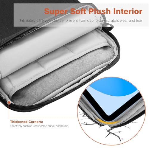 Image of Dadanism 9-11 Inch Tablet Sleeve Bag Carrying Case with Shoulder Strap for iPad (A16) 11 inch, iPad 10th Gen 10.9 inch, iPad Air M4 /Pro M5 11 inch, iPad 9 /8 /7th 10.2 inch, Galaxy Tab A11+ Plus 11 inch,Black & Grey
