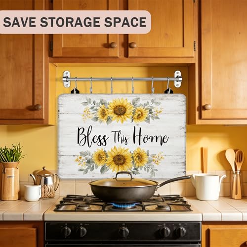 Image of Bless This Home Stove Cover for Electric and Glass Stove Tops 3-in-1 Stove Mat, Heat Resistant Counter Protector Mat, Non-Slip Surface & Drying Rack, 28.5 inchLx20.5 inchW