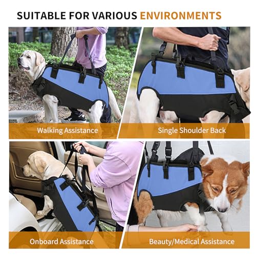 PETCUTE Hunde-Tragegeschirr,Hundegeschirr-Rucksack für große Hundes,Ganzkörpergeschirr mit Griff,Verstellbarer Hunderucksack Für Alte, Gelenkverletzungen, Arthritis-Hunde,Passend Für 7.5 Bis 15 Kg