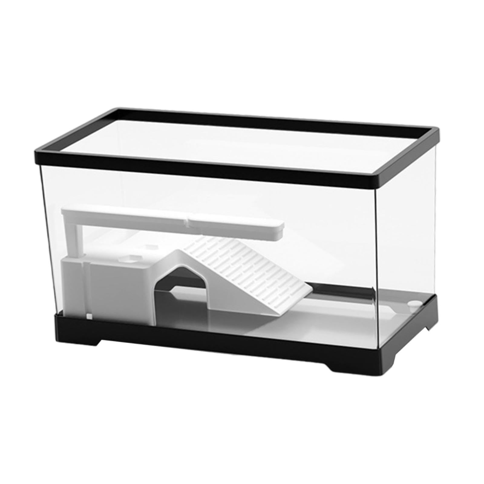 Turtle Tank Recipiente Terrario Tortuga Acuario Material PC Multizona Adecuado para Tortugas Reptiles Anfibios Y Hogares Familiare, Negro, Individual