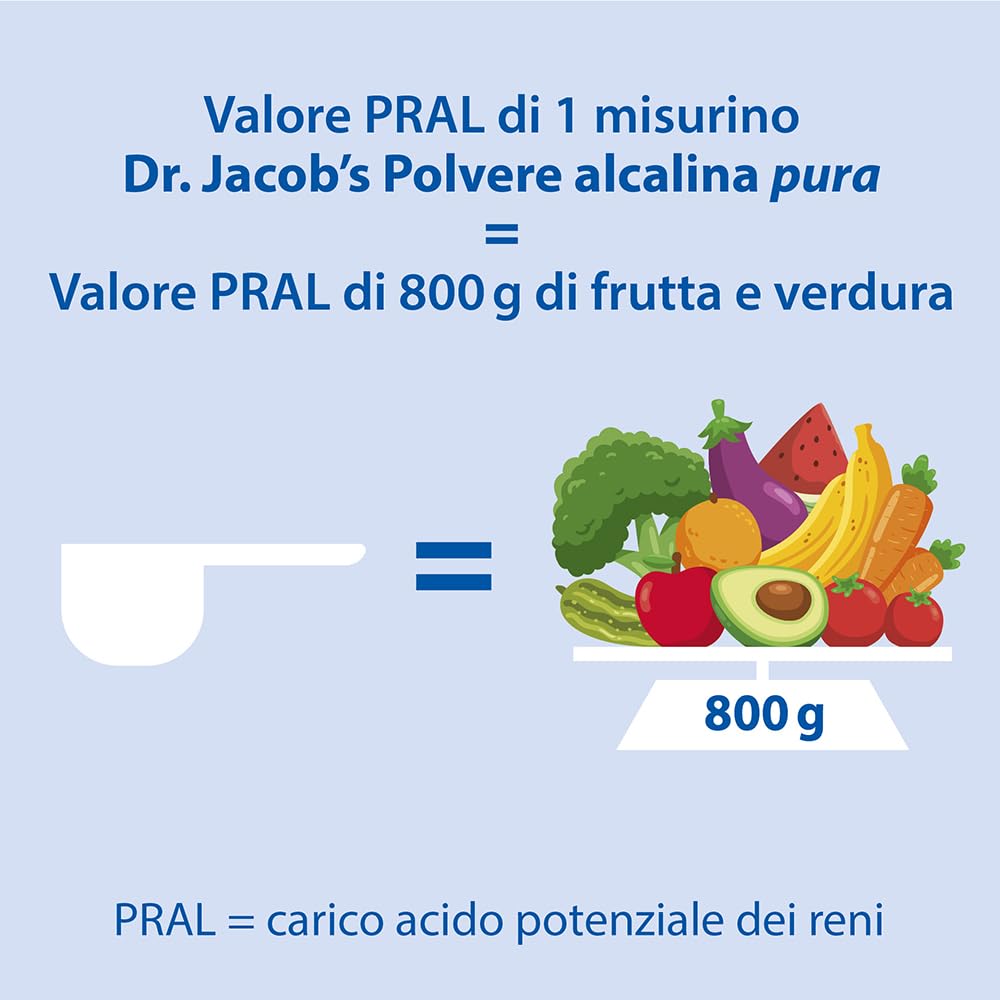 Polvere Alcalina Pura del Dr. Jacob, Barattolo da 200 g I Potassio, Magnesio, Calcio, Zinco come Citrato e Lattato I Equilibrio Minerale e Alcalino Mirato* I 36 Porzioni