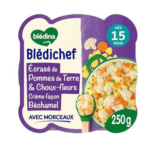 Blédina - Blédichef - Repas Bébé 15 Mois - 9 Plats Pommes de Terre Choux-Fleurs Béchamel - Petits Morceaux - 100% Ingrédients d'Origine Naturelle - Dès 15 Mois - 9 Assiettes de 250g – Image 3