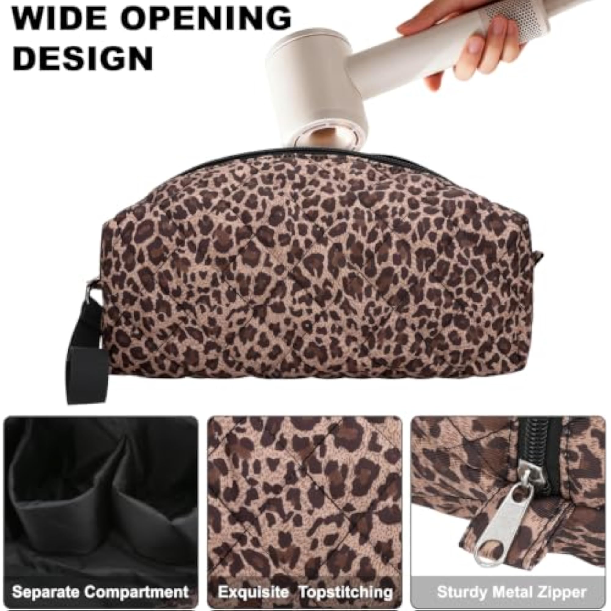 Hair Tool Organiser Travel Bag, Leopard Print