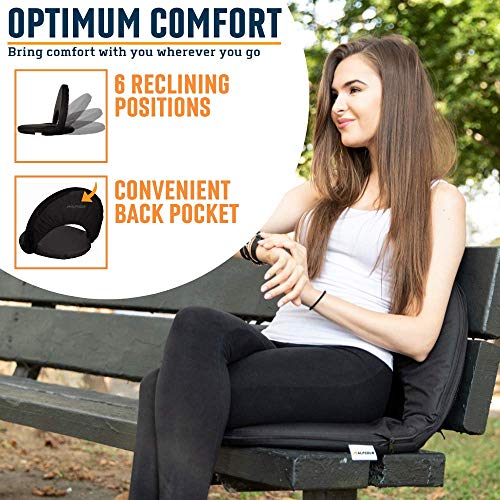Alpcour Folding Stadium Seat – Deluxe Outdoor Camping Reclining Waterproof Cushion Chair For Bleachers – Best 6-Position Back Support Picnic Bleacher Seats W/Extra Thick Padding For Support & Comfort #TOP4