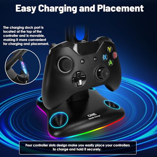 Image of Controller Charger with RGB Headphone Stand & 2X6660mWh Battery Packs for Xbox Series X /S /One /One S /X, XSX Controller Charger Station, Headset and Controllers Stand Holder