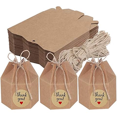 TsunNee 50PCS Craft Paper Candy Box, Hexagon Sweet Wedding Favour Boxes, DIY Party Gift Box, Creative Paper Treat Boxes Cover