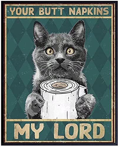SIGNCHAT Poster humoristique en métal avec inscription « Gentleman Cat Holding A Tissue And Saying Your Butt Napkin My Lord » - 20,3 x 30,5 cm Cover