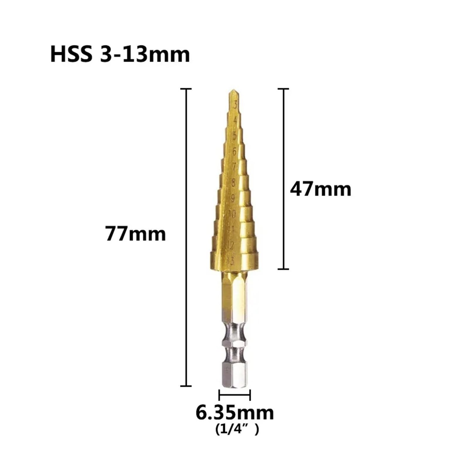 1 szt./3 ./4 Wiertło stopniowe 3-13 4-12 4-20 4-32 mm HSS powlekane tytanem drewno metal otwór stożkowy wiertło metalowe wiertła(4pcs)