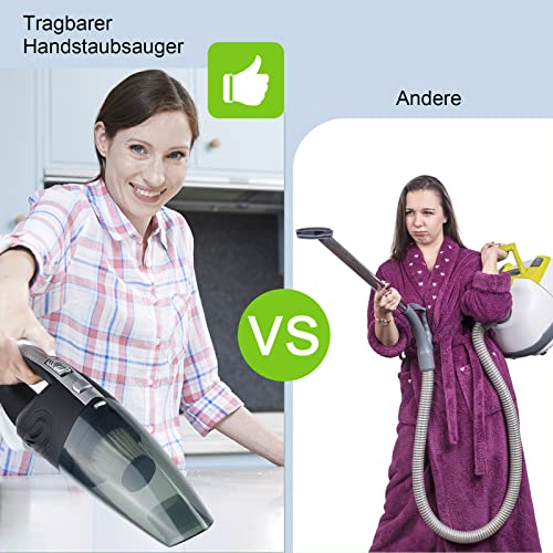 DXXOK Aspirateur à main sans fil - Puissance d'aspiration puissante - 30 min - Rechargeable par USB - Séchage humide - Aspirateur sans fil 120 W - Pour voiture, maison et animaux - Image 8
