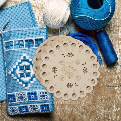 Image of COHEALI 10Pcs Heart Shaped Wood Embroidery Floss Organizer - Valentine's Day Cross Stitch Thread Holder - Natural Wooden Floss Bobbins for Needlework, Sewing Supplies & DIY Craft Projects - 5.5 Inch