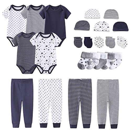 Image of MAMIMAKA Newborn Layette Gift Set Bodysuits Pants for Baby Girl and Boy 24 Piece 100% Cotton Essentials and Accessories