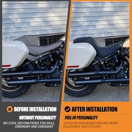 HCmotorku Motorcycles Two-Up Seat Front Rear Driver Passenger Cushion Seat Fit for Harley Low Rider FXLR FXLRS Sport Glide FLSB 2018-Up (Black Stitching) by HCmotorku - Image 4