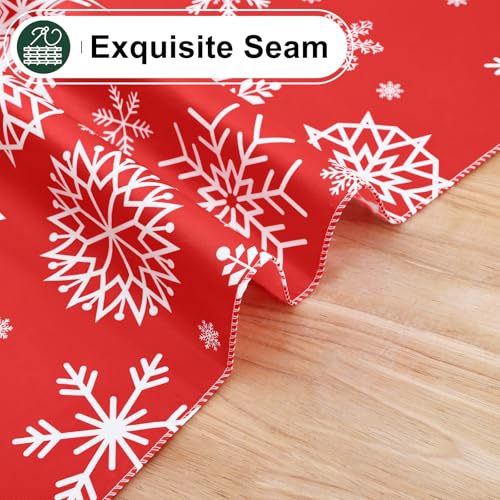 misaya Rectangle Waterproof Vinyl Table Cloth, Wipeable Tablecloth with Flannel Backing, Plastic Table Cover for Dinner, Christmas Party (Red Snowflake, 60" x 84") – Image 8