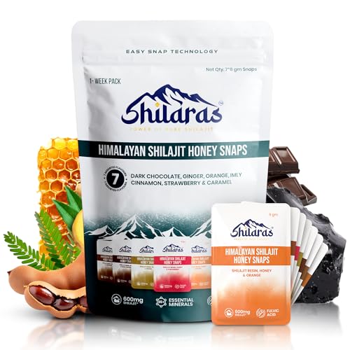 Image of Himalayan Shilajit Honey Snaps | Shilajeet Resin with Honey and 7 Assorted Flavor | 600mg Pure Himalayan Shilajit | Improve Energy Strength and Immunity Booster for Men and Women (2 Week Pack)