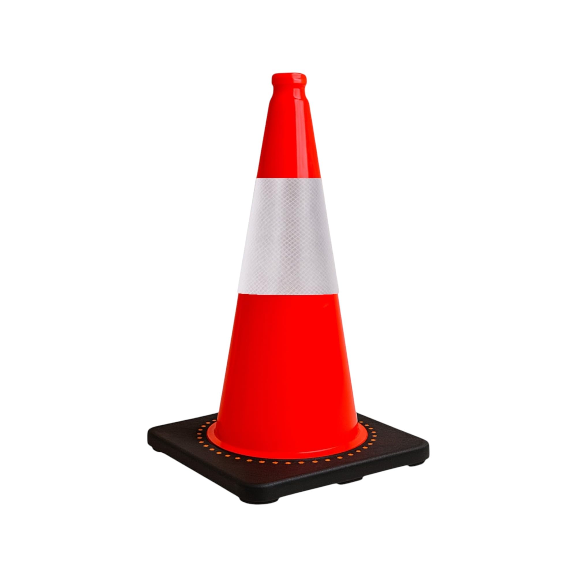 50CM Traffic Cone - Orange | PVC Road Safety Cone with Weighted Base | High Visibility Reflective Street Cone | Portable Wind-Resistant Traffic Cone with Black Base - 1 Cone