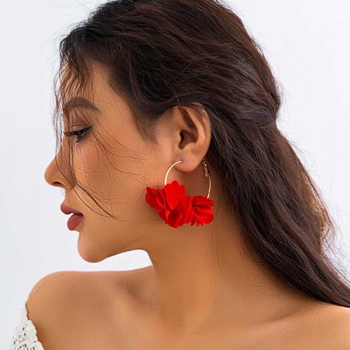 Colorful Flower Earrings White Floral Hoop Earrings Elegant Camellia Huggie Earring Jewelry for Women2