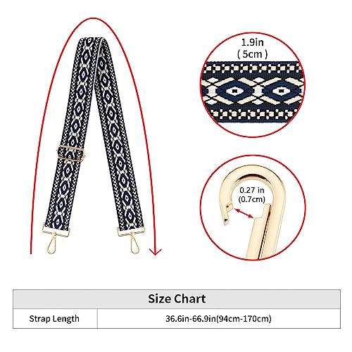 Image of Wide Shoulder Strap Adjustable Replacement Belt Guitar Style Crossbody Bag Handbag Strap Multicolor Canvas Straps(Wide:2in)(Color19)