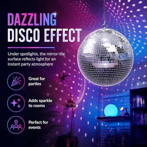 Youdepot - Bola espejada de 12 pulgadas y paquete de 54 bolas espejadas mini, adornos para Navidad, fiestas, bodas y decoración DIY miniatura 3