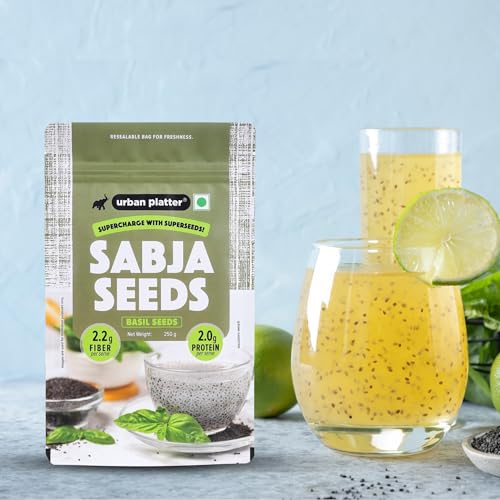 Image of Urban Platter Sabja Seeds, 250g (Basil Seeds for Weight Management, Digestion & Hydration, Rich in Fiber & Omega-3, Falooda, Detox Drinks & Smoothies)