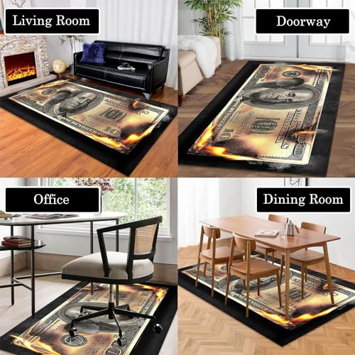 Tapete moderno 4x6 para sala con diseño dólar miniatura 6