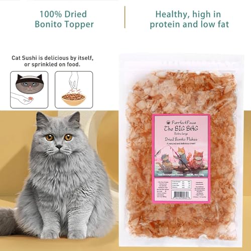 Purrfectpaws Premium Dried Bonito Flakes - High Protein Treats for Pets - 4oz Bag