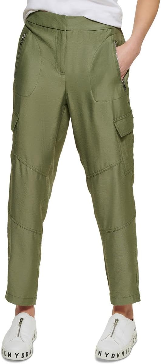 DKNY Womens High Rise Utility Cargo Pants Green 16