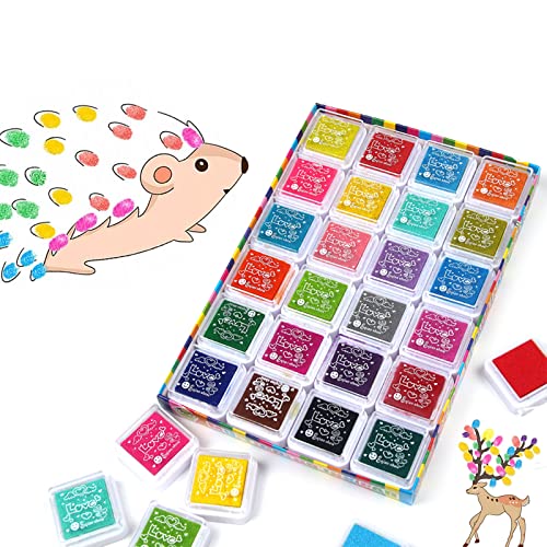 Uheltosly 24 Colores Almohadilla Tinta Niño,Niño Tinta para Huellas Dactilares Tinta Dedos Huellas Almohadilla para Sellos,Almohadilla Tinta de Colores para Sellos Tinta Sellos Scrapbooking Cover