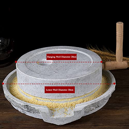 Molino de Mano de Granito con Marco de Madera, Amoladora Manual de Especias de Grano de café, núcleo de Acero Seguro 304, mortero de Piedra fácil de Limpiar para Cocina y decoración del hogar