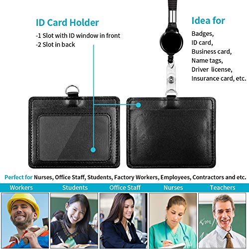 HONZUEN JoJo ID-Kaarthoezen met Band, PU-leer ID Kaarthouder Naamplaatje met Schouderband, Retractable ID Badge Houder… - Image 6