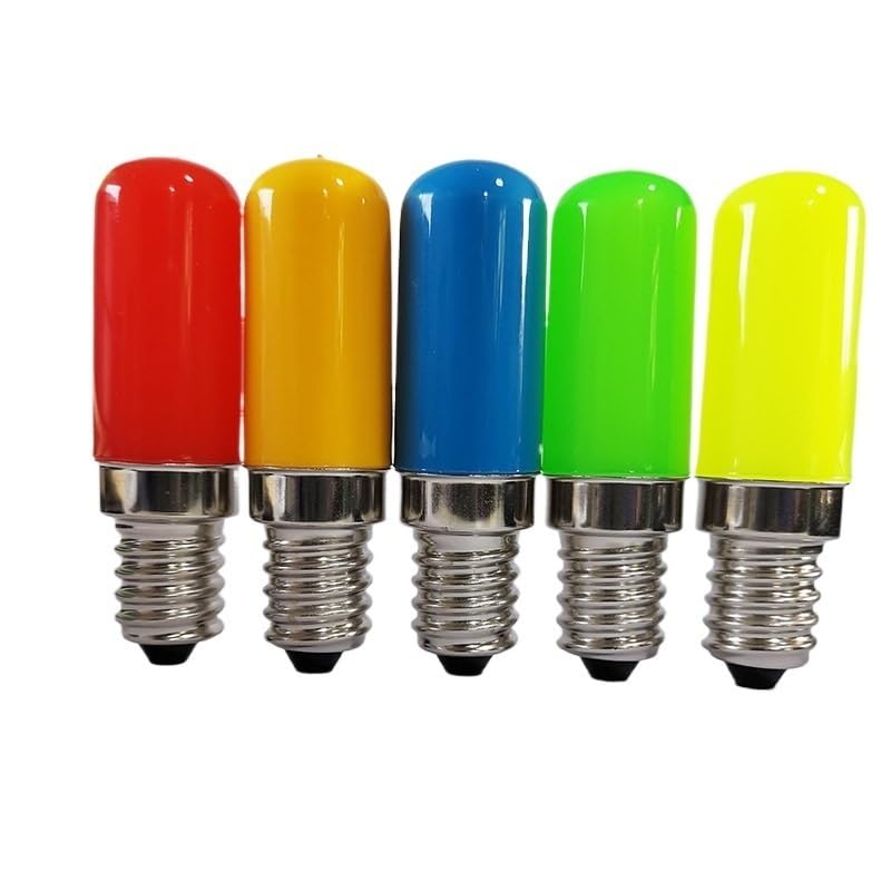 Jiaxu lighting, Pack of 20, LED Colorful Bulb T18 220V E14 2W Milky Cover Red Yellow Green Blue Tubular Bulb Household bulbs(Green,T18S E12 2W)