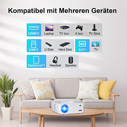 Visulapex S1 Beamer, 5G wifi, 1080p Full HD-beamer, 15000 lumen projector, lcd-scherm van 220 inch, thuisbioscoop, outdoor, compatibel met tv-stick/X-box/DVD/laptop/smartphone kleine beamer - Image 7
