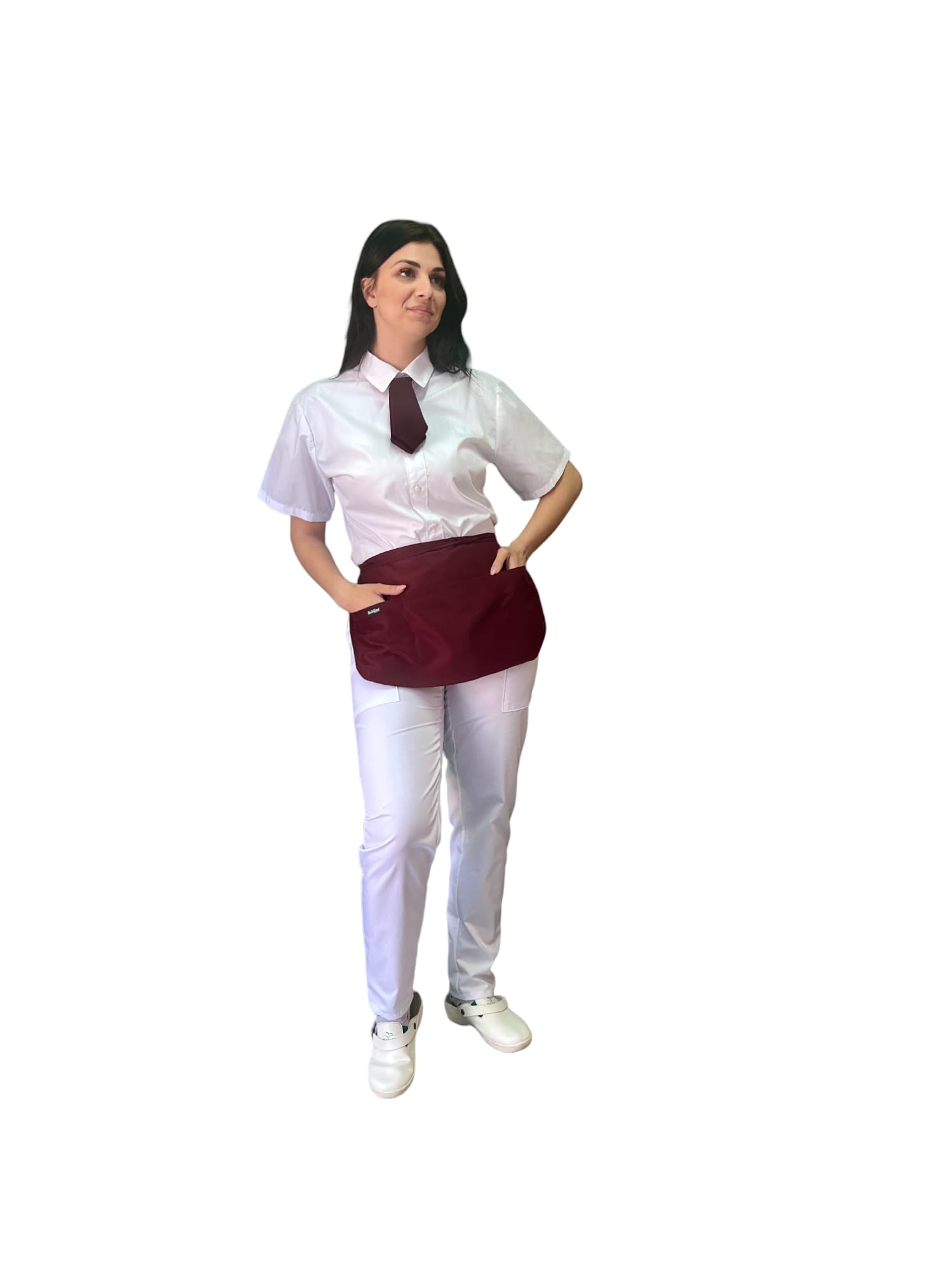 Delantal corto de cocina, 10 unidades, burdeos para bar, restauración, barista, hotel, lavaplatos, uniforme de trabajo, hombre y mujer, burdeos, Talla única