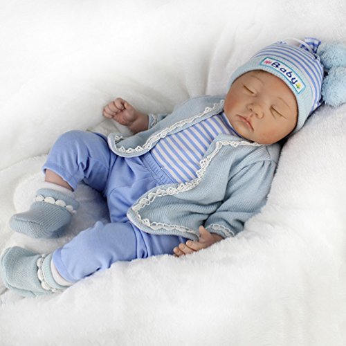 ZIYIUI Bebe Reborn niño Vinilo Suave Silicona 55 CM 22 Inch Reborn Bebé Realista Muñeca Niños Rel Reborn Baby Doll Pequeños Magnetismo Juguetes Boy Recien Nacidos Ojos Abiertos