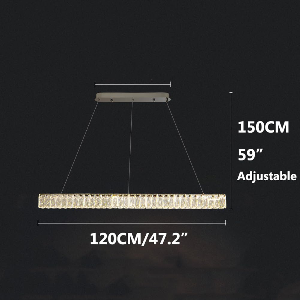 QTHWB Lampadario dimmerabile lampadari lineari Moderni per Sala Pranzo sopra Tavolo in Argento di Lusso Light Strip Lampada a Sospensione Isola da Cucina Che Vive