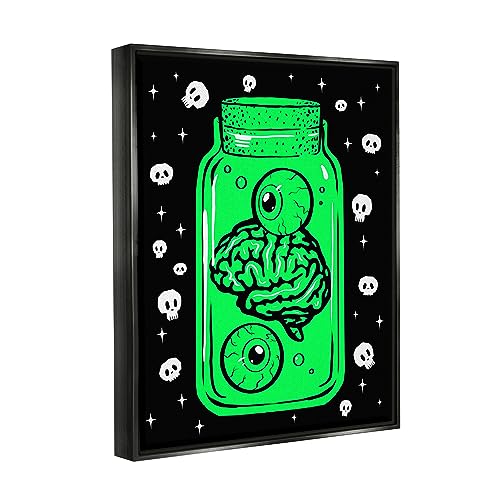Image of Stupell Industries 'Spooky Specimen Jar'| Floating Frame Canvas Art | Stupell Industries | Black, 17 x 21 Inches, Easy to Hang and Sturdy, Made in USA, by Ziwei Li